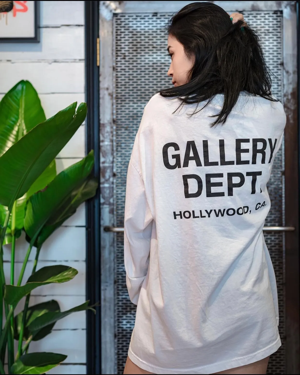 GALLERY DEPT. SOUVENIR L/S TEE English LOGO Basic Long Sleeve White S-XL Genuine Uniform Cylindrical No Side Seam Linen Cotton Fabric Garment Wash Preshrunk Correct Fit Correct Accessories